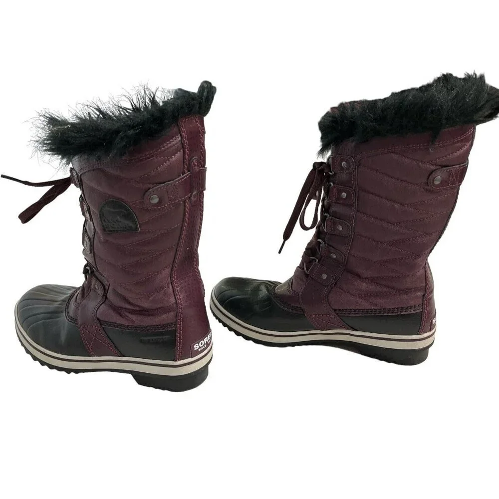 Sorel Snow Boot Womens 6 Tofino II Faux Fur Cuff Purple Waterproof Winter Laceup